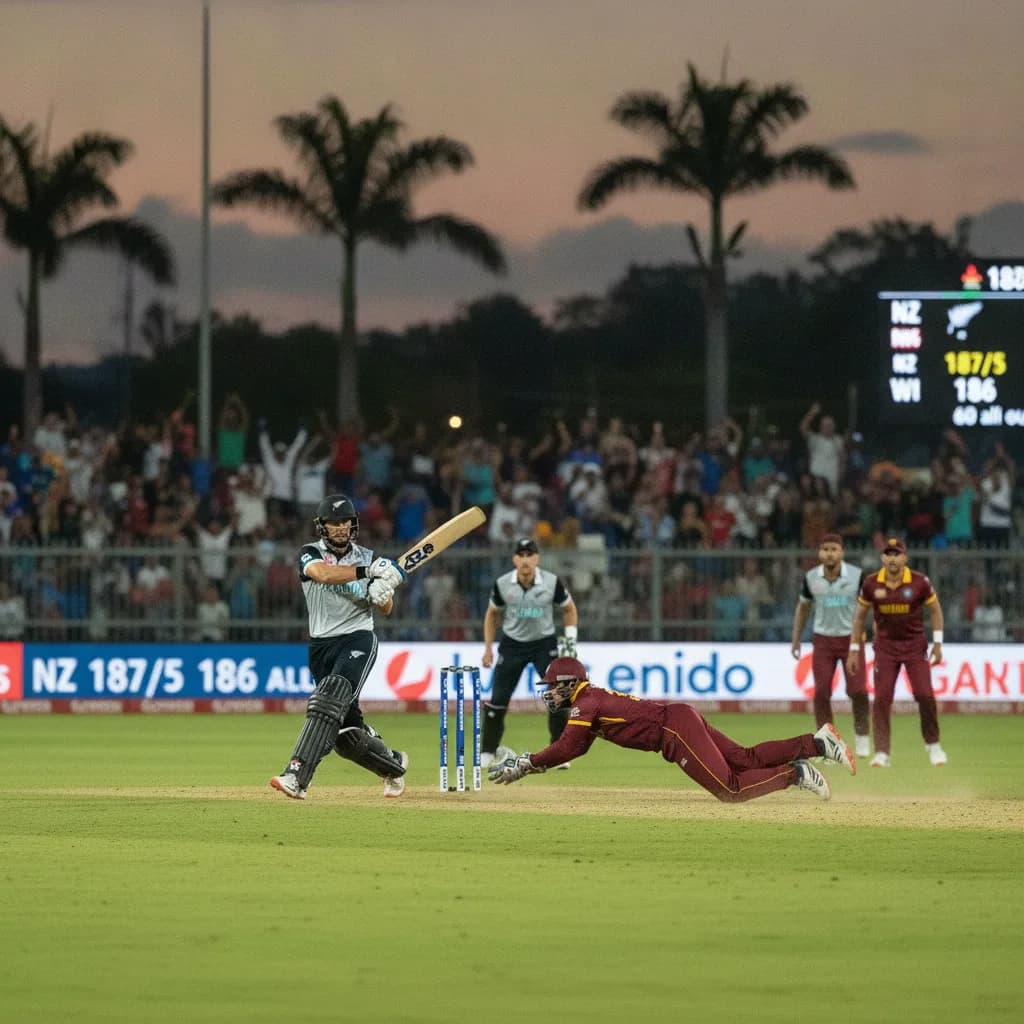 New Zealand Ease to Five-Wicket Win Over West Indies in Guyana
