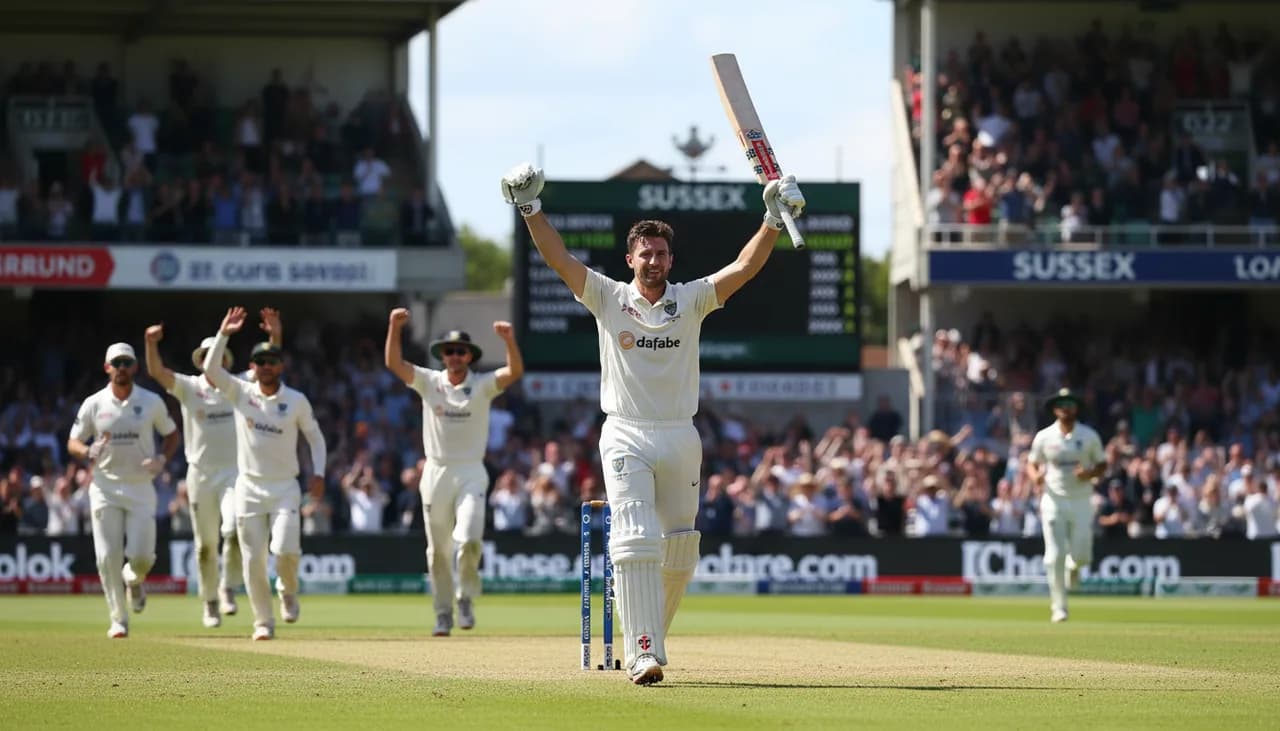Simpson's Unbeaten Ton Puts Sussex in Command at Headingley